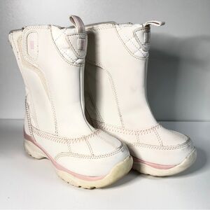 Lands End Girls Snow Boots Waterproof Size 11 Insulated White Pink GUC